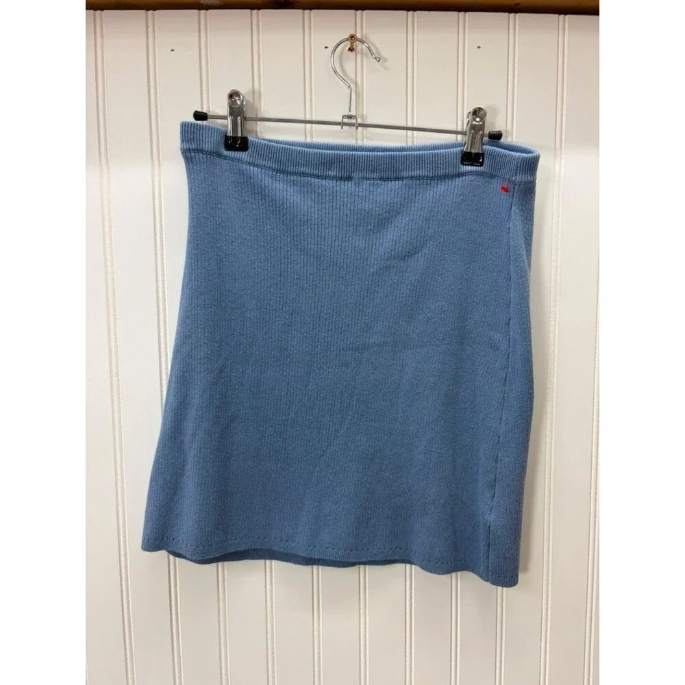 Free People The Laurel Blue Ribbed Mini Skirt Size Small